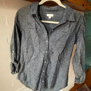 C Wonder Button Down shirt - blue with white polka dots small